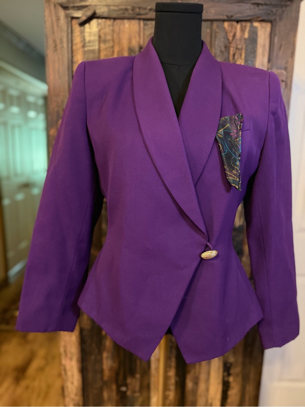 Vintage Lauren Alexander Petites Blazer Size 4 Purple Power Jacket 80s 90s USA
